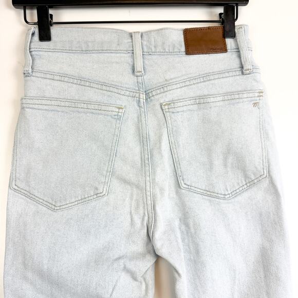 Madewell High Rise The Mom Jean Raw Hem Light Blue Ankle - Size 26 - Picture 7 of 13